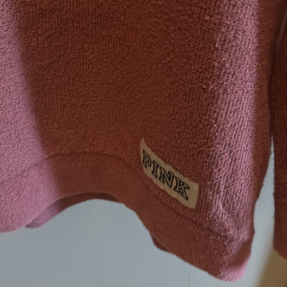 Victorias Secret PINK red white long sleeve sweatshirt top cotton oversized M - Picture 4 of 10